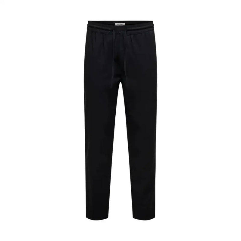 Black cotton joggers with drawstring waistband and tapered legs from Only & Sons men trousers collection