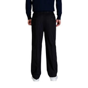 Only and sons men trousers black tailored with sleek straight-leg cut and subtle pleats at the back side