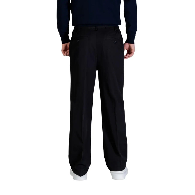 Only and sons men trousers black tailored with sleek straight-leg cut and subtle pleats at the back side