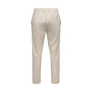 Beige only & sons men trousers with a drawstring waistband and subtle side stripes for athletic wear