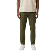 Only & Sons men olive green tapered chino trousers with drawstring waistband for casual and semi-formal wear