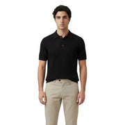 Only & Sons Herren-Polohemd aus weißer Baumwolle mit kurzen Ärmeln in Schwarz, gerippter Struktur und geknöpftem Kragen