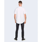 Only and Sons men white cotton t shirt oversized with short sleeves relaxed fit and curved hem front view