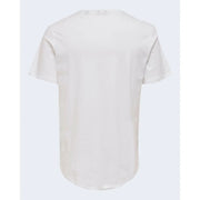 Only and sons men white cotton t shirt with short sleeves crew neck and slightly curved hem