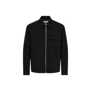 Only and Sons mens black polyester regular fit blazer with zip front, single chest pocket, and minimalist design