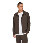 Olive green utility jacket by only and sons with button closure and chest pocket in regular fit style