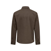 Only and sons mens brown overshirt regular fit in sleek dark olive green with classic collar and buttoned cuffs