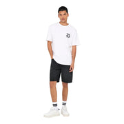 Only & sons shorts edge for men in white with black stylized d logo on left chest, front view