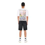 Only and sons shorts edge for men in white with colorful dragon illustration on back, back view