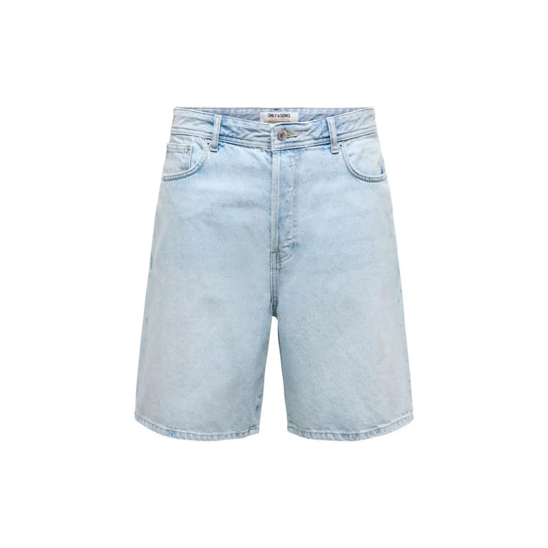 Only Sons shorts Fade for men in light-wash denim with five-pocket design and button closure, front view