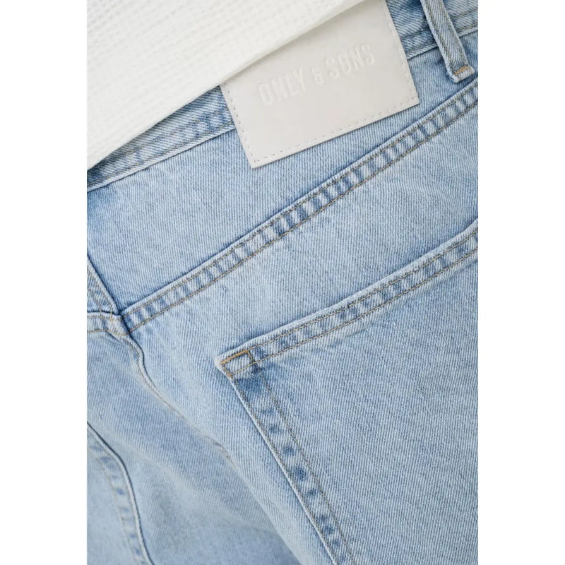 Only Sons shorts Fade for men in light-wash denim with white stitched brand label, front view