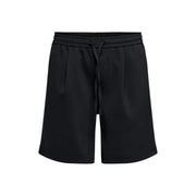 Only & Sons Short ONSWILL pour homme, noir, avec taille élastiquée à cordon et plis discrets, vue de face