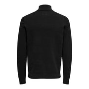 Only Phil-Pullover für Herren von Sons, schwarz, gerippt, mit Rollkragen, Vorderansicht
