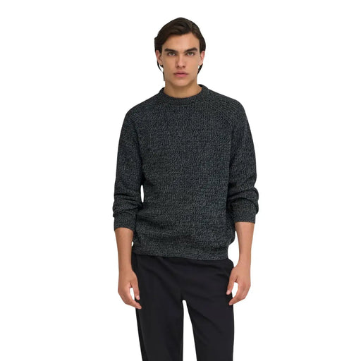 Only Damenpullover Join in Dunkelgrau mit strukturiertem Strickkragen und langen Ärmeln, Vorderansicht