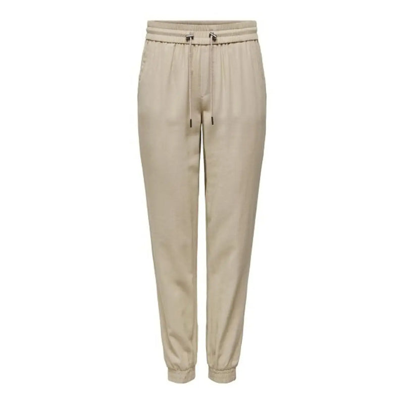 Beige viscose joggers for women with drawstring waistband and elastic cuffs from Only spring summer collection