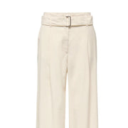 Cream-colored only women wide leg viscose trousers with matching belt and sleek minimalist design