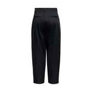Black barrel chino cotton trousers size 36 showing back side with high waist satin finish and subtle pleats by Only Women