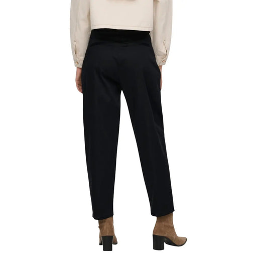 Rückansicht von only Schwarze Chino-Hose aus Baumwolle für Damen, Größe 36, mit hohem Bund und dezenten Bundfalten.