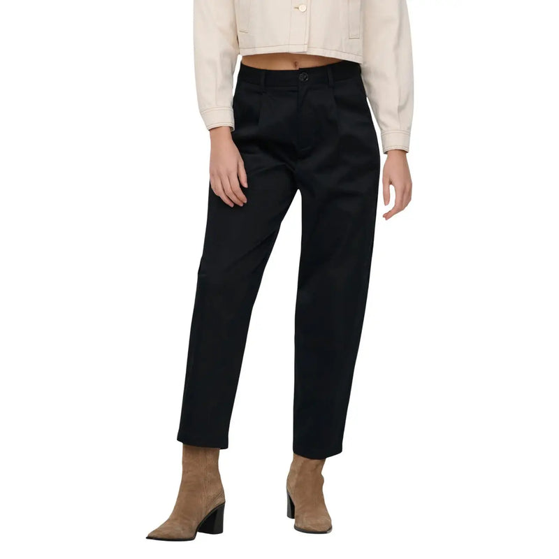 Only women black high-waisted barrel chino cotton trousers size 36 with a sleek tailored straight-leg fit