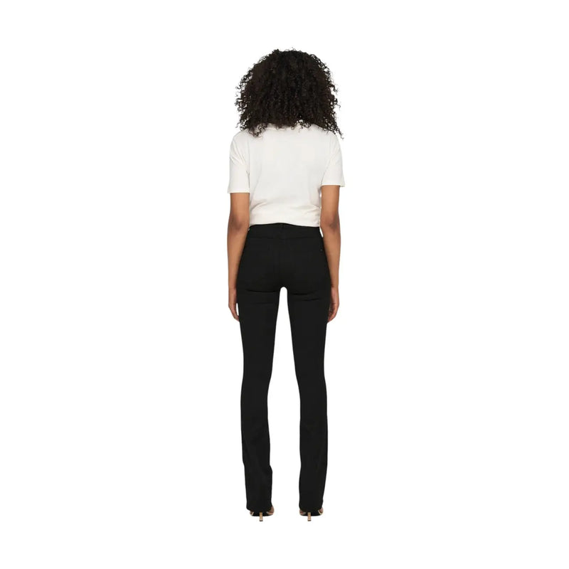 Black high-waisted flare jeans in cotton blend with pockets from only women featuring a sleek tailored fit