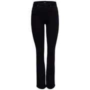 Only Women black cotton blend high-waisted flared trousers with pockets and subtle stitching details