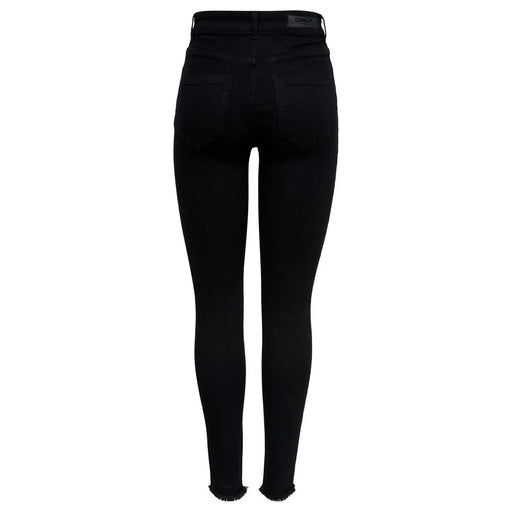 Only Jean skinny noir taille haute en coton pour femme avec ourlet effiloché et only étiquette de marque à la ceinture