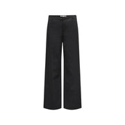 Black wide-leg cotton trousers with zip hook pockets from Only Women featuring a sleek minimalist design in size 30