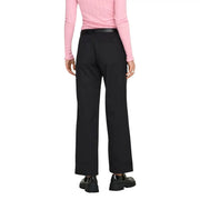 Black cotton wide-leg trousers with a straight cut and black belt from Only Women zip hook pockets size 30