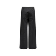 Only women black cotton wide-leg trousers with zip hook pockets and subtle stitching details size 30
