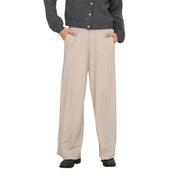 Only women black lace trousers in viscose nylon blend with beige wide-leg smooth lightweight fabric and minimalist design