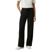 Black wide-leg Only Women lace trousers with drawstring waistband made of viscose nylon blend fabric