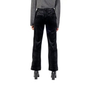 Only black polyester elastane high-waist straight-leg velvet trousers