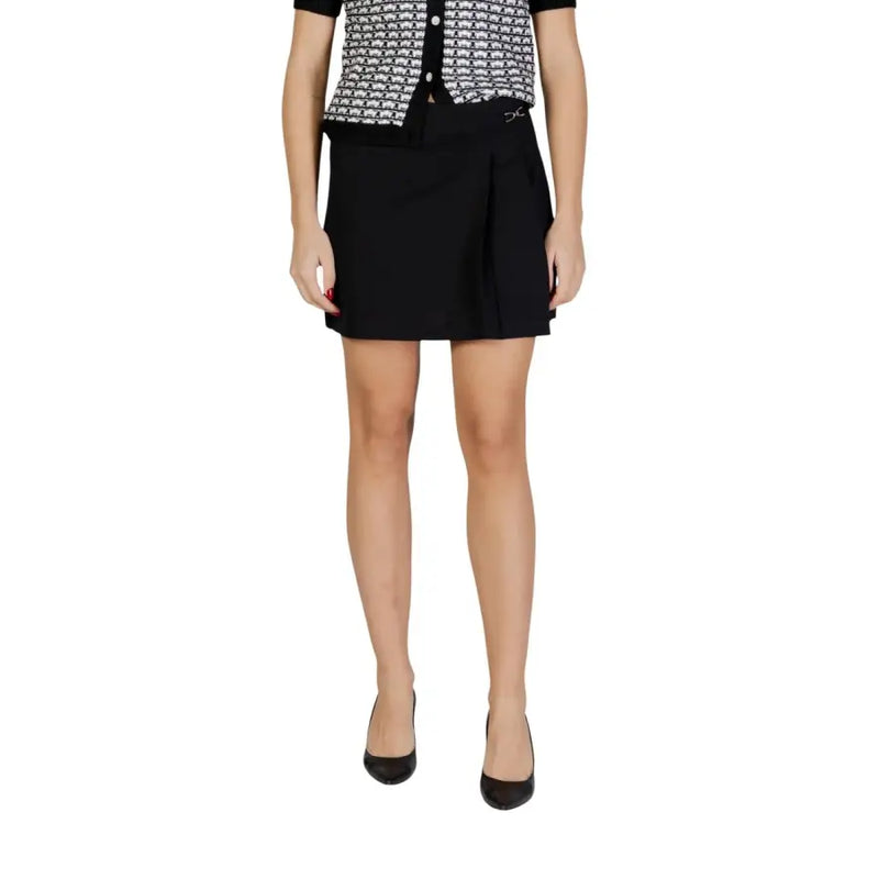 Only Mini-jupe plissée noire en polyester pour femme, fermeture éclair, coupe cintrée