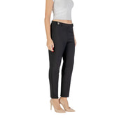 Only women black polyester tailored trousers with sleek straight-leg cut and circular metal button fall winter edition