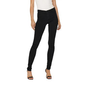 Schwarze, hochgeschnittene Skinny-Jeans für Damen mit elegantem, figurbetontem Design aus dehnbarem Viskose-Mischgewebe