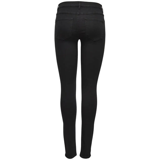 Only Jean skinny stretch noir taille haute pour femme, avec surpiqûres discrètes, en tissu mélangé viscose.