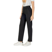 Only Women black viscose high-waisted trousers with sleek straight-leg cut and subtle zip side seam detailing