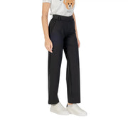 Only women black viscose trousers with zip detail featuring high-waisted tailored fit and matching belt