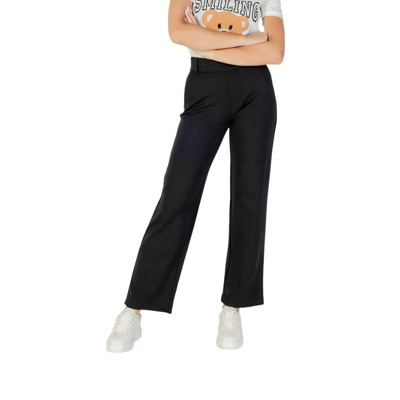 Only women black high-waisted viscose trousers with zip detail and a sleek modern straight-leg cut