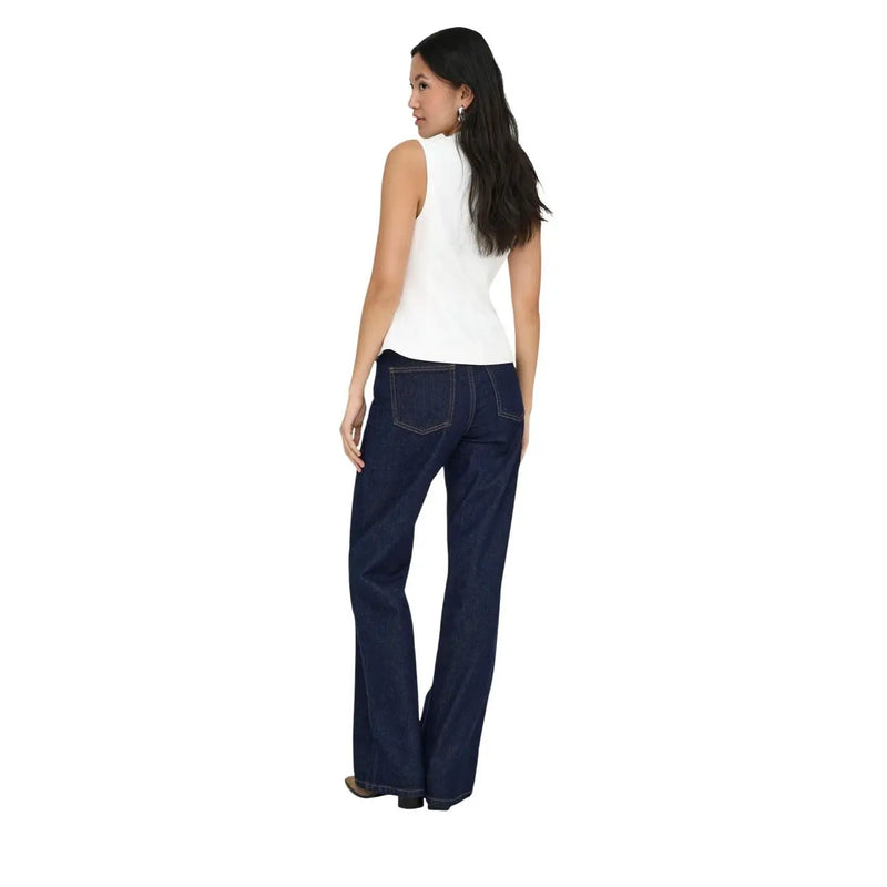 Dunkelblaue Schlaghosen aus Baumwoll-Denim für Damen, hergestellt aus einem Bio-Mischgewebe von Only geeignet für Freizeitkleidung