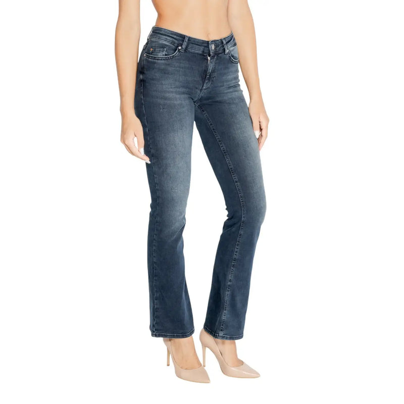 Dunkelblaue, hochgeschnittene Jeans mit geradem Bein aus Stretch-Baumwolle für den Herbst. Only Frauen
