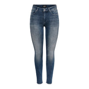 Only Damen-Jeans aus blauem Baumwoll-Denim, Stretch-Passform, schmal geschnitten in Dunkelblau mit ausgefransten Säumen