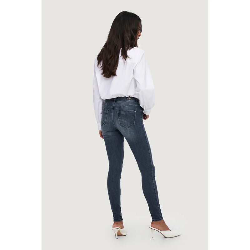 Dunkelblau only Damen-Jeans aus Baumwollmischung mit schmaler Passform, Fünf-Taschen-Design und dezenter Waschung an den Oberschenkeln