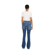 Only women blue denim jeans cotton blend featuring classic five-pocket design and subtle fading in flare style