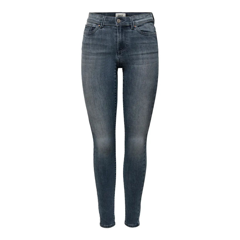 Only Damen-Jeans aus blauem Denim in dunkler Waschung mit hohem Bund, schmaler Passform und klassischem Fünf-Taschen-Design aus Baumwollmischgewebe