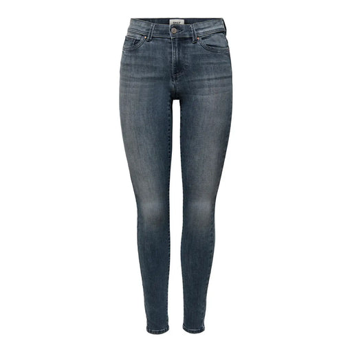 Only Damen-Jeans aus blauem Denim in dunkler Waschung mit hohem Bund, schmaler Passform und klassischem Fünf-Taschen-Design aus Baumwollmischgewebe