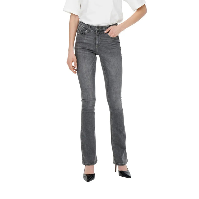 Dark gray cotton stretch denim jeans for women with a straight-leg and slightly flared cut by Only