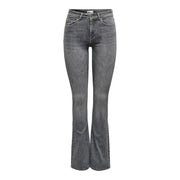 Only women grey cotton stretch jeans in dark gray with a high-rise fit and flared legs