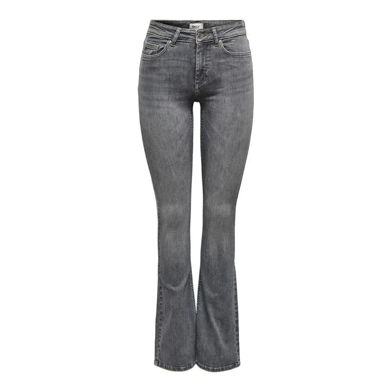 Only women grey cotton stretch jeans in dark gray with a high-rise fit and flared legs