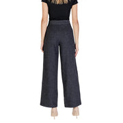 Only women grey wool blend wide-leg trousers with textured woven fabric and high waist for fall winter slim fit